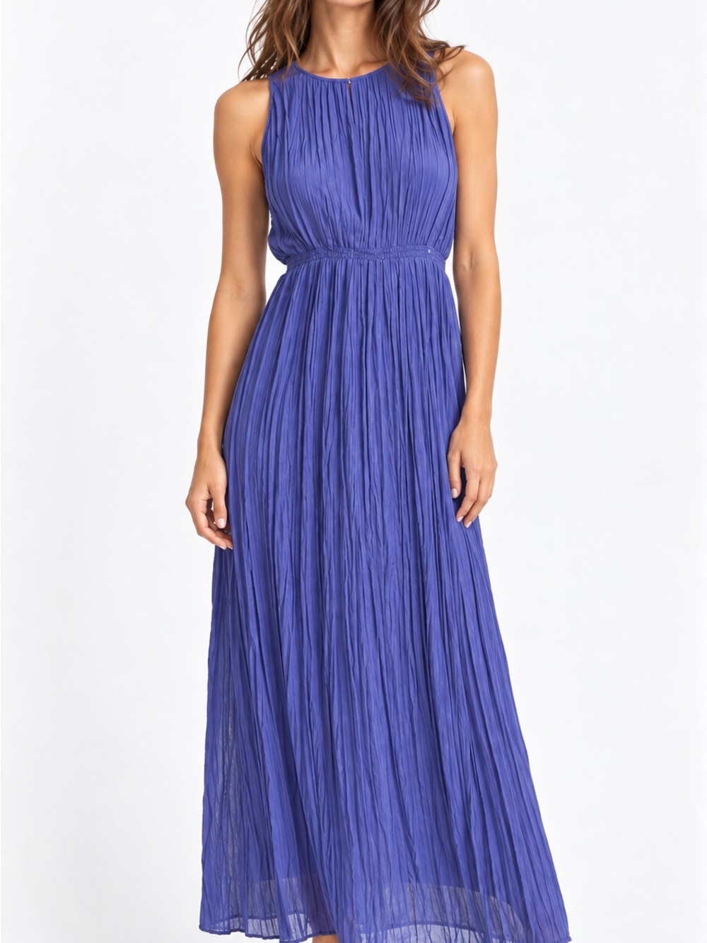 Banana Republic Sleeveless Pleated Maxi Dress in Periwinkle Blue
